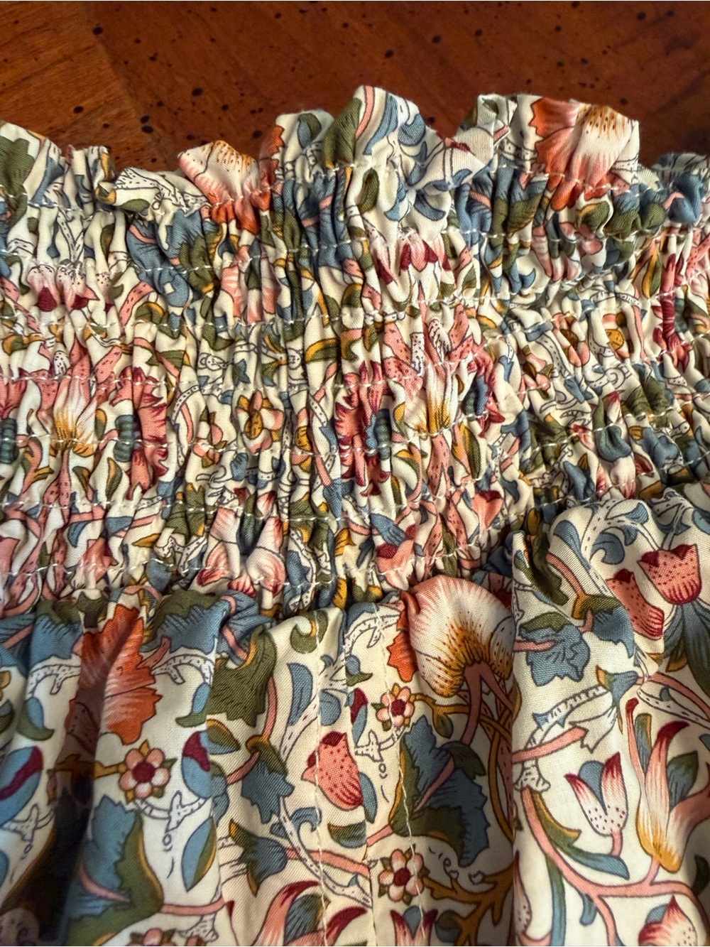 💓💚BURU Floral Smocked Waist Cotton Skirt Women’s Medium Cottagecore Lined💚💓 - Picture 7 of 10